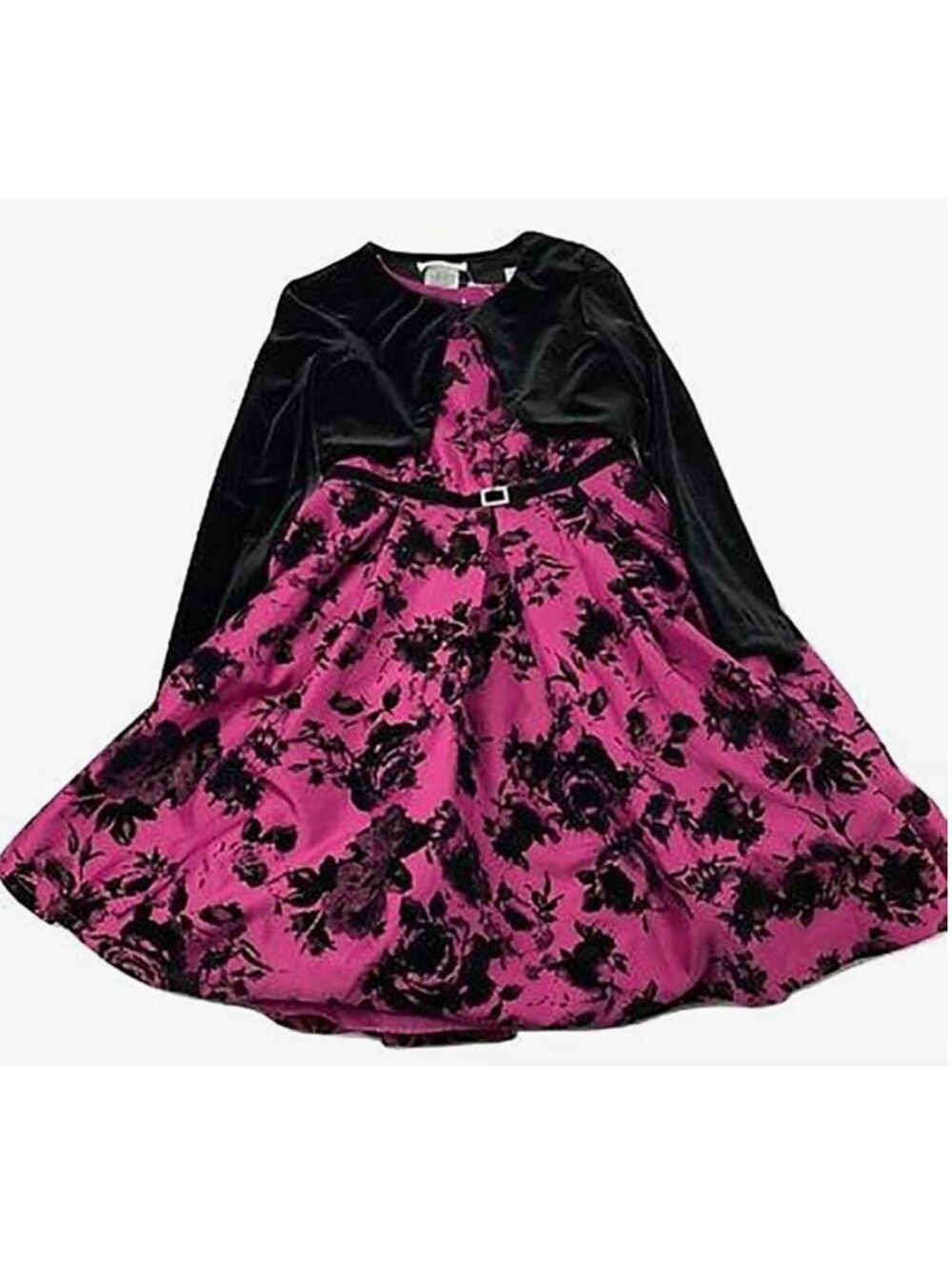 Jona Michelle NWT Girls Party Dress Velvet Flocking & Bolero Jacket Magenta 5